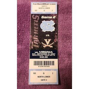 2007 UNC NORTH CAROLINA VS VIRGINIA CAVALIERS 9/15/2007 football game stub